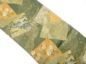 色紙散らしに花模様織り出し　袋帯